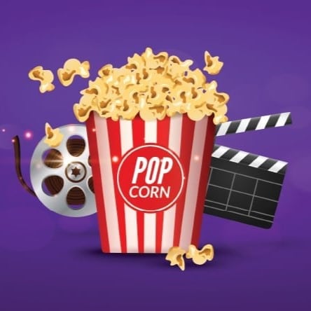 graphic with popcorn and film