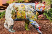 colorful bear sculpture from Cherokee Bears Project casinobear