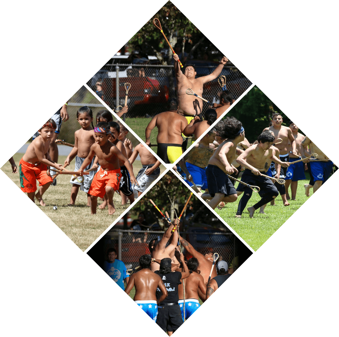 Large Diamond Collage Depicting Stickball in Cherokee NC