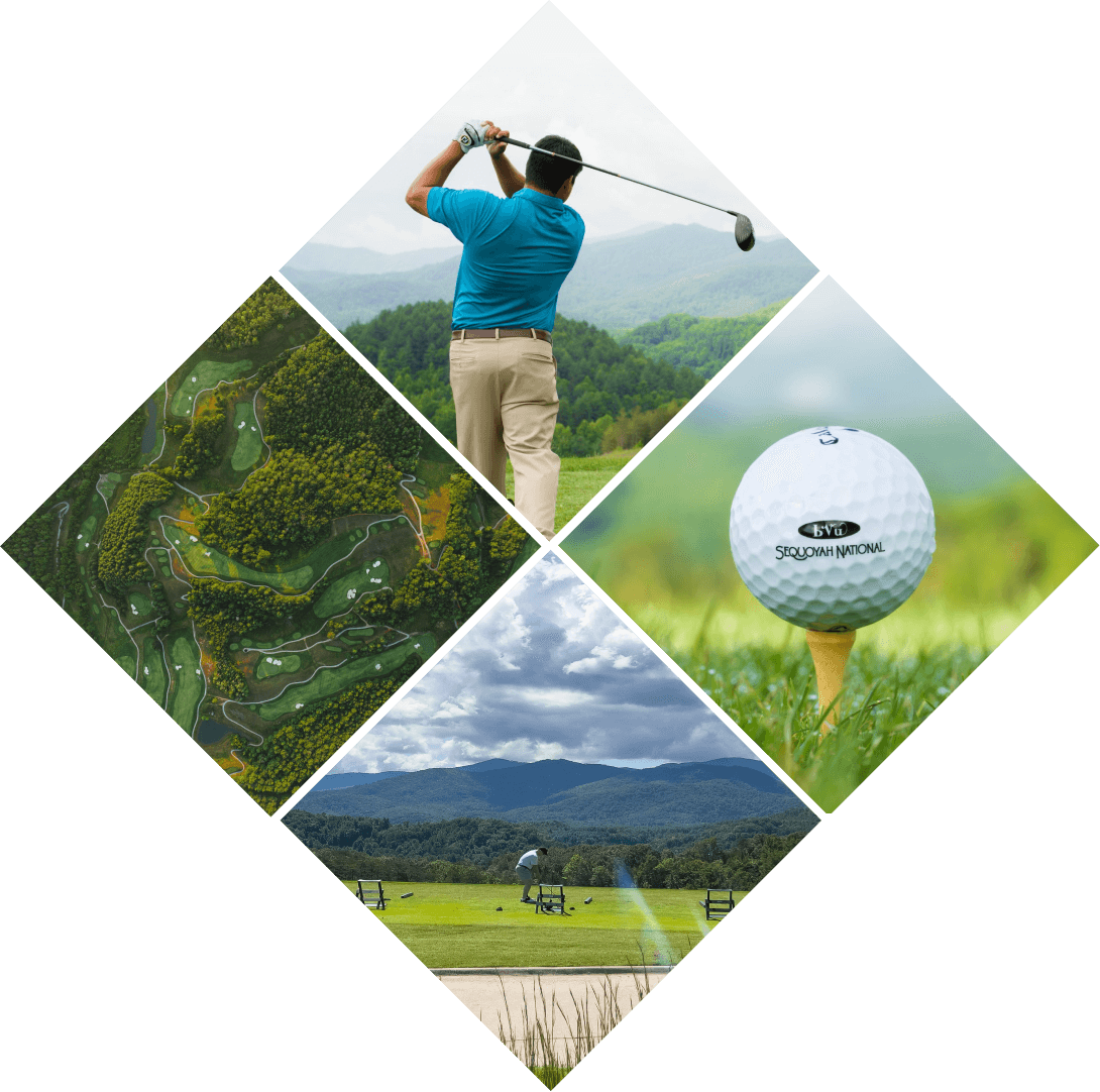 Large Diamond Collage Depicting Golfing in Cherokee NC