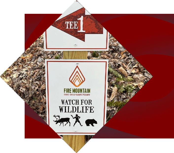 fire mountain golf signs tee1 and watch for wildlife