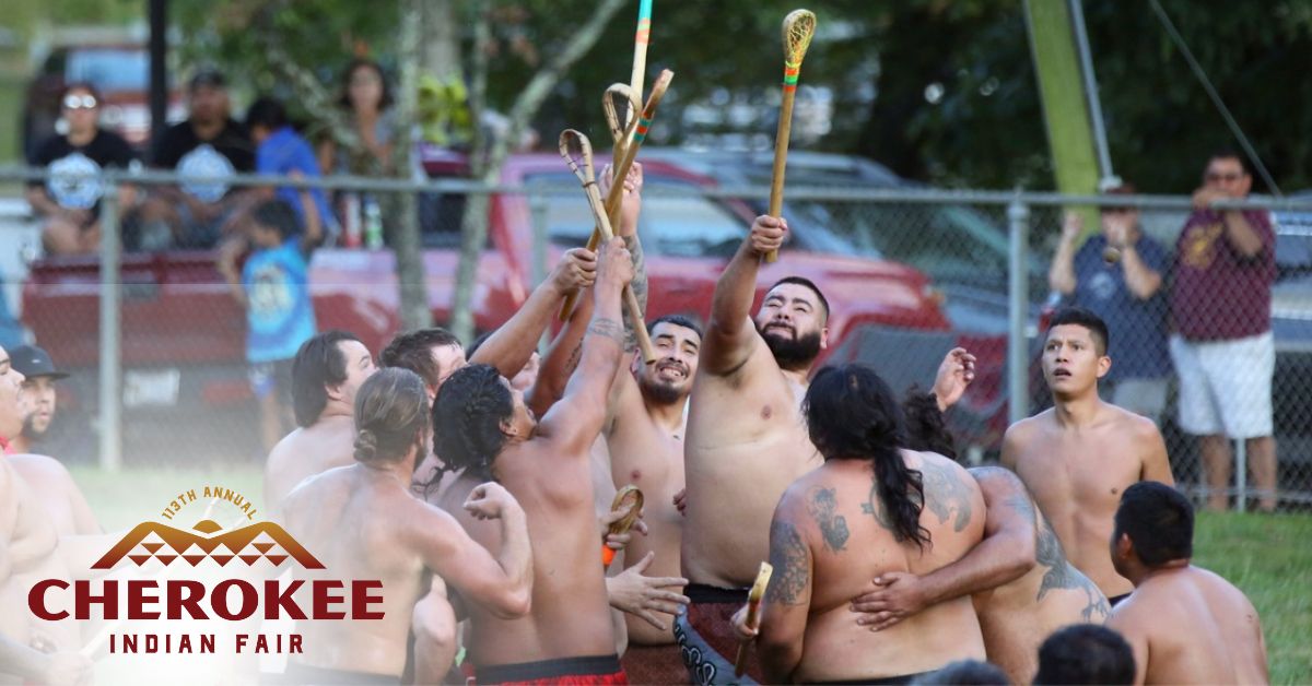 men playing stickball at the cherokee indian fair stick off