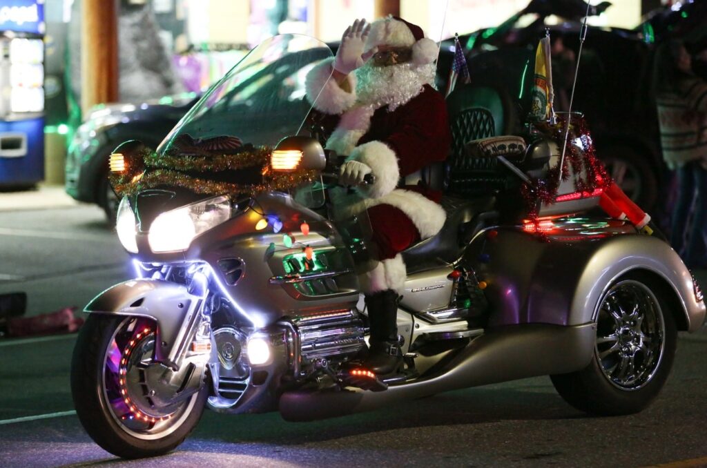 santa on a motorcycle