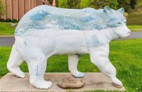 colorful bear sculpture from Cherokee Bears Project wintercovebear